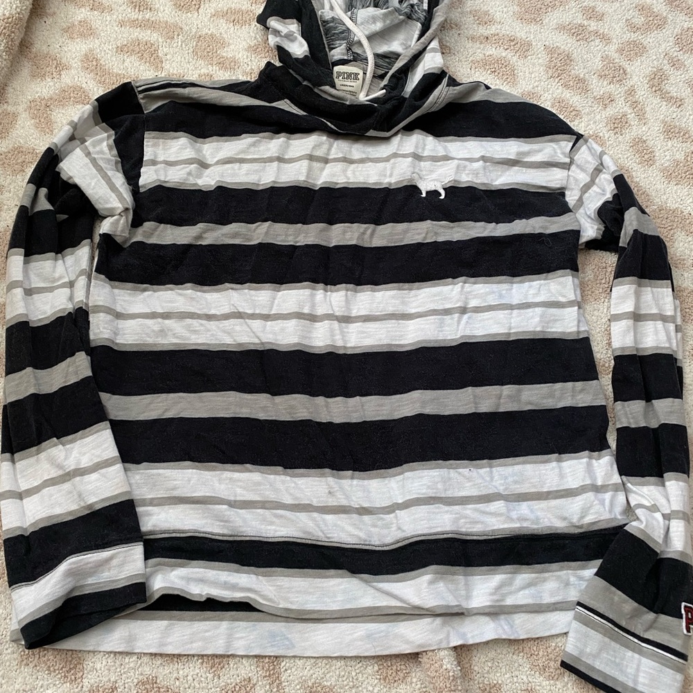 PINK Women’s  Striped Hoodie Sweater